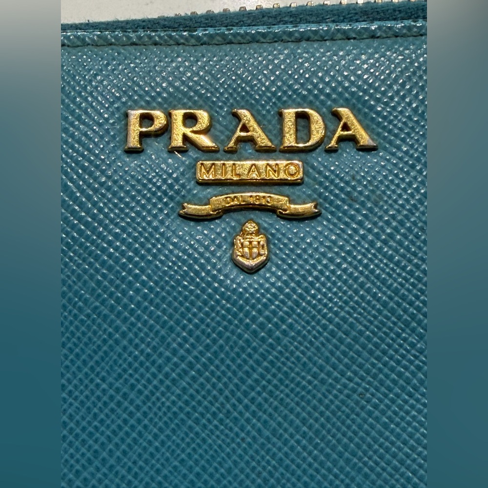 Prada Blue Wallet with Gold Accents - Picture 3 of 10